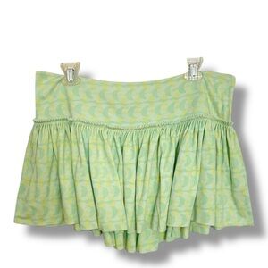 Vintage Free People Y2K Crescent Moon Micro Mini Skater Skirt Green Yellow Large